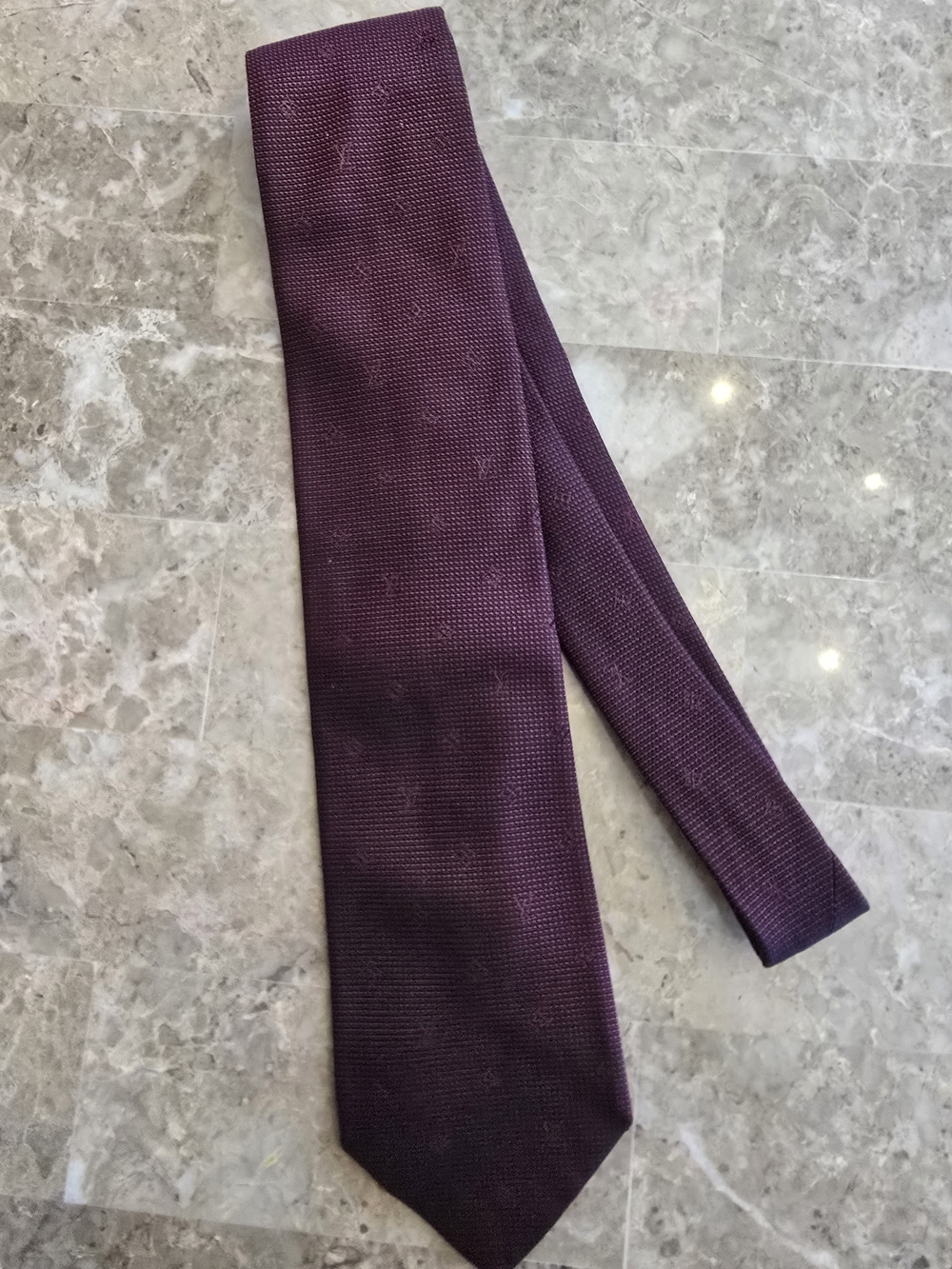Louis Vuityon Burgundy Logo Silk Tie